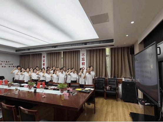 全体党员佩戴党徽